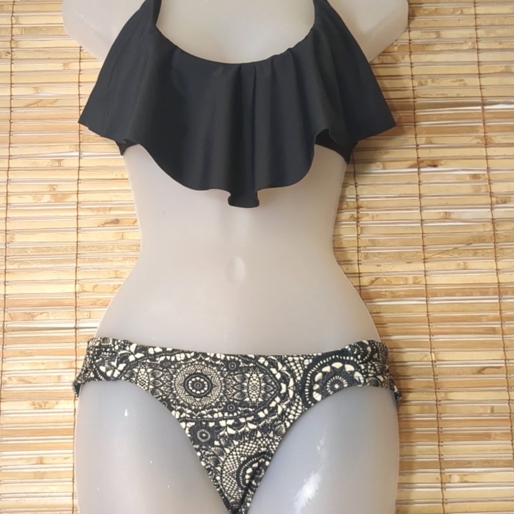 3pc Black & Cream Mix/Match Bikini Set